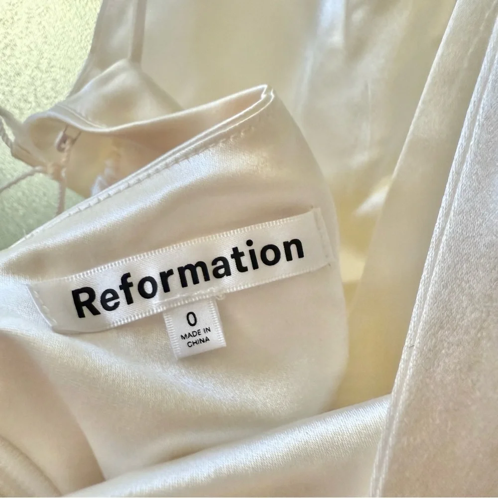 🆕 REFORMATION Veria Halter Silk Maxi Dress in Ivory Sz 0
